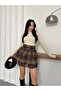 Women's Plaid Belt Piece Lace Skirts - 6
