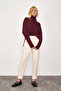 Mock Neck Pack Women's Knitwear Sweater - Claret Red