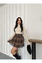 Women's Plaid Belt Piece Lace Skirts - 5