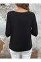 Women's Long Sleeve Round Neck Double Color Lace Detailed Viscose Blouse - 3