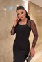Atlas Fabric Lace Detailed Corset Evening Dress - Black - 4
