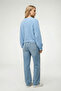 Women's Plush Look Bearded Crew Neck Sweater Blue - 3