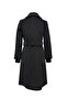 Wide Collar Belted Black Cashmere Coat 14041 - 3