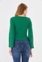 Women's Wide Round Neck Bebe Overlock Detailed Ribbed Knit Long Sleeve Blouse - 6