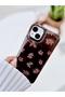 iPhone 14 Plus - 15 Plus Compatible Shine Brown Flower Color Changing Shiny Design Silicone Case - 3