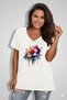 Women's V-Neck Floral Printed T-Shirt Loose Oversized