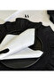 White Shine 2 Pieces Linen Fabric Black Embroidered Napkin - 5