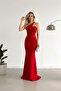 Women's Scuba Fabric Cross Collar Strap Fish Dress Evening Dress - 2