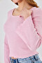 Women's Wide Round Neck Bebe Overlock Detailed Ribbed Knit Long Sleeve Blouse - 6