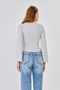Women's Wide Round Neck Bebe Overlock Detailed Ribbed Knit Long Sleeve Blouse - 8