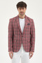 Lazue Men's Burgundy Polyviscon Fabric Slim Fit Mono Collar Sports Blazer Jacket - 7
