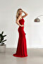 Women's Scuba Fabric Cross Collar Strap Fish Dress Evening Dress - 4