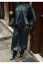Women's Petrol Satin Textured Jacket-Pants Set Yel221771 - 2