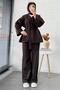 V-Neck Buttoned Gabardine Double Suit – Brown - 6