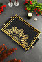 Sun Patterned Gol-Black Framed Luxury Presentation Tray 46X28 cm Real Glass