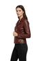 Agnes Burgundy Women's Biker Genuine Leather Jacket - 3
