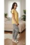 Yellow Grey Lettering Printed a Quality Cotton Combed Short-Sleeve Animal Printed Sleepwear Lounge Set - 3