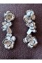 White Black Detailed Flower Design Long Brand Earrings - 8