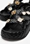 Cross Piped Women's Sandals with Stones and Accessories Black - 3