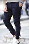 Men's Navy Blue Quality Cotton Flexible Jogger Pants with Cargo Pocket Pockets and Elastic Waist - 3
