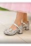 Children's Heeled Shoes with Broken Glass Bow - 4