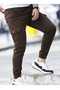 Men's Brown Quality Cotton Flexible Jogger Pants with Cargo Pocket Pockets and Elastic Waist