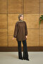 Women's Crew Neck Shoulder Stone Detail Regular Viscose Tunic Brown - 7