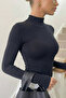 Women's Mock Neck Finger Insertion Detailed Long Sleeve Bodysuit - 2