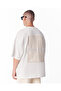 Lace Applique 3D Embroidered White T-Shirt - 8