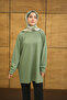 Women's Crew Neck Shoulder Stone Detail Regular Viscose Tunic Green