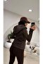 Hooded Puffer Coat Brown - 8