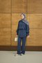 Women's Judge Collar Balloon Waist Flared Slimfit Tencele Suit Navy Blue