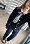 Black and White Scarf Premium Buttoned Knit Cardigan - 2