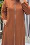 Women's Clothing Plus Size Hooded Soft Cashmere Full Length Coat - 3