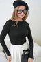 Women's Wide Collar Long Sleeve Lycra Combed Cotton Blouse 13000 - 7
