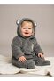 Baby Plush Hooded Jumpsuit with Ear Detail - 4