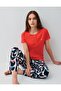 Women's Long-Legged Pajama Set – 50% Cotton 50% Modal, Short Sleeves, Half Button Closure