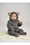 Baby Plush Hooded Jumpsuit with Ear Detail - 3