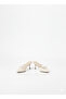 Beige Patent Leather Stylish Thin Heeled Women's Slippers - 4