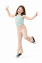 Rib Knit Fabric Flared Stone Motif Girls' Tights 4-12 Years