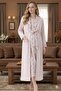 Women's Powder Shawl Collar Floral Pattern Long Sleeve Pocket Plus Size Maternity Nightgown Set - 5
