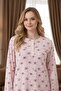 Women's Powder Shawl Collar Floral Pattern Detailed Long Sleeve Plus Size Maternity Nightgown Set - 8