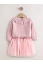 Cotton Pink Collared Sweater Tutu Skirt Top and Bottom Set - 3