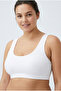 Set of 2 Thick Strap Cotton Combed Bustier - Wire-Free, No Underwire Half Tank Top Sports and Sleep Bra - 3