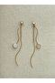 Women's Steel Wave Dangle Gold Zircon Earrings - 3