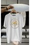 Unisex Oversized Printed Cotton Crew Neck Short Sleeve White T-Shirt Coin