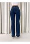 Asian Dark Blue Extra High Waist Flared Flare Jean Women's Jeans - 5