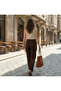 High Waist Linen Brown Wide Leg Palazzo Pants - 5