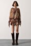 Ethnic Patterned Women's Mini Dress with Tie Detail at the Neck 35542 - 4