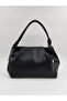 Women's Black Zippered Shoulder Bag, Soft Interior and Exterior Textured , High-Quality Craftsmanship, Soft Faux Leather Clutch Bag - 4